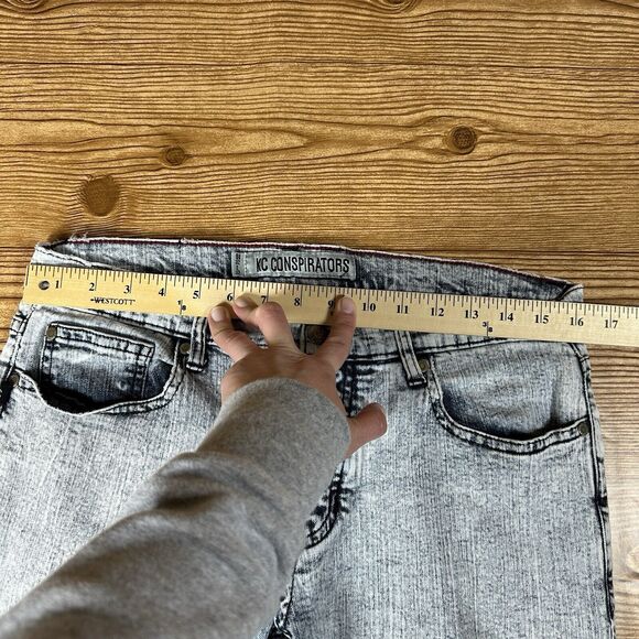 KC Conspirators Jeans Men’s  32x32 Gray Denim BUTTON FLY Skinny Designer - Picture 5 of 16